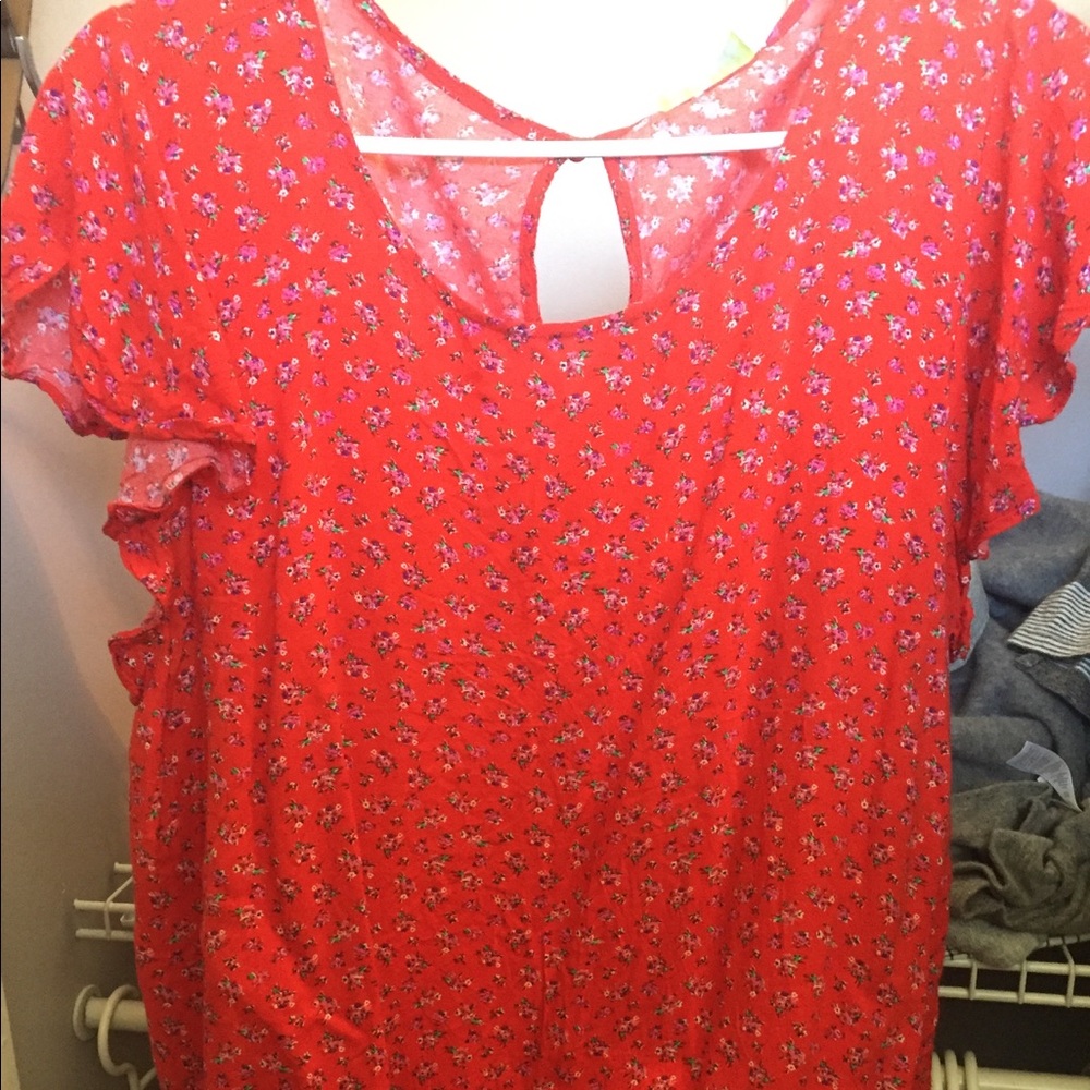 Red floral top